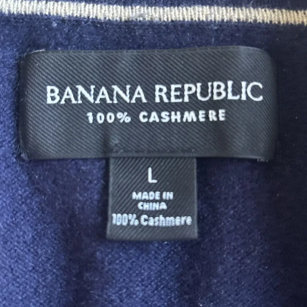Banana Republic Men’s 100% Cashmere Navy Preppy Collared Sweater Size Large